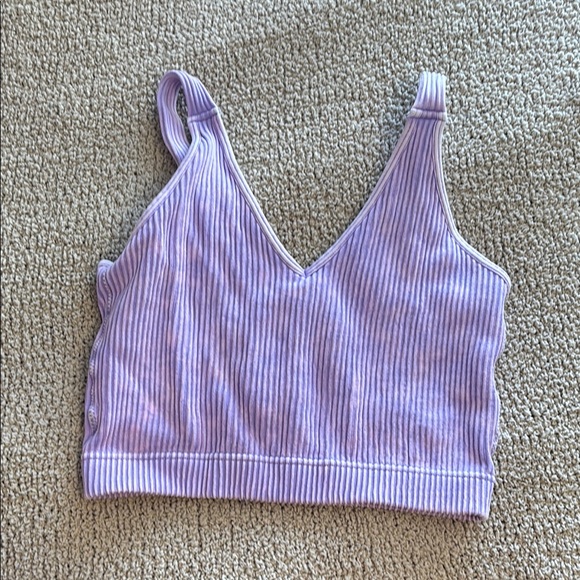 Purple Ribbed Crop Top - Picture 1 of 3